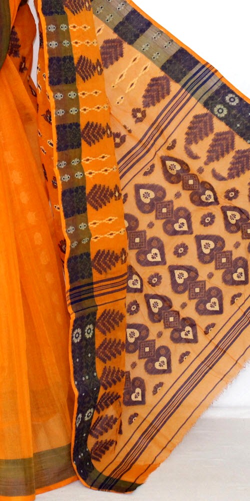 Orange Handloom Tant Cotton Saree