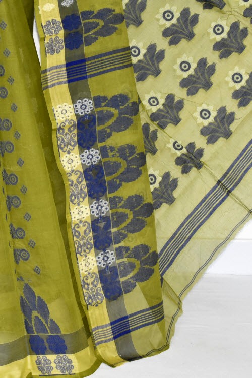 Mehandi Green Handloom Tant Cotton Saree