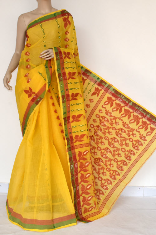 Turmeric Yellow Handloom Tant Cotton Saree
