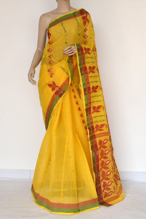 Turmeric Yellow Handloom Tant Cotton Saree