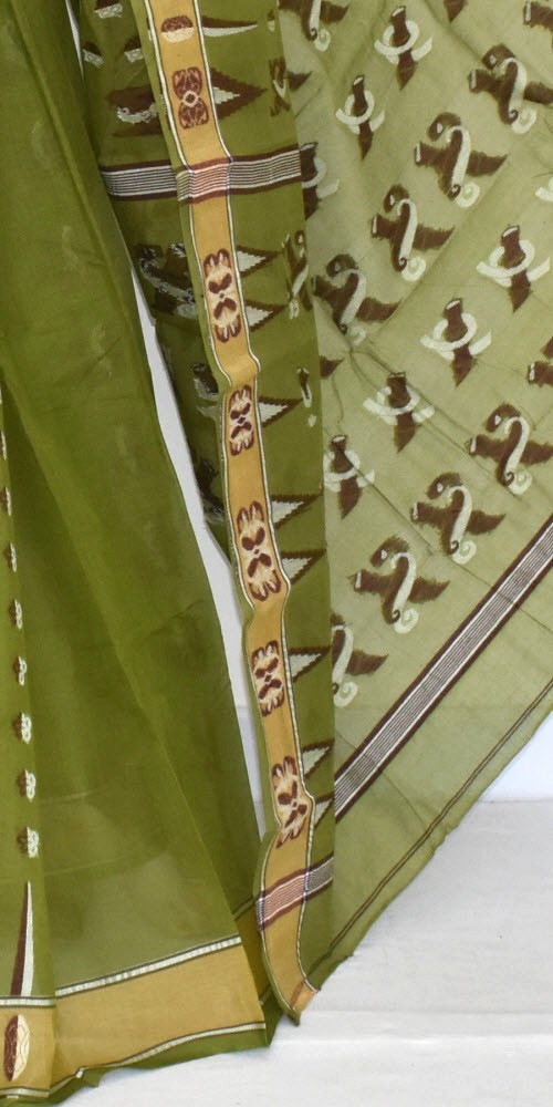 Mehandi Green Handloom Tant Cotton Saree