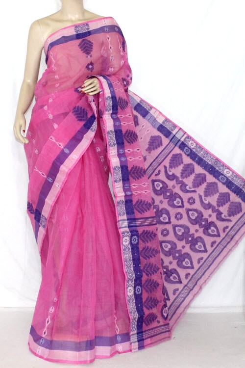 Pink Handloom Tant Cotton Saree