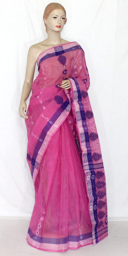 Pink Handloom Tant Cotton Saree