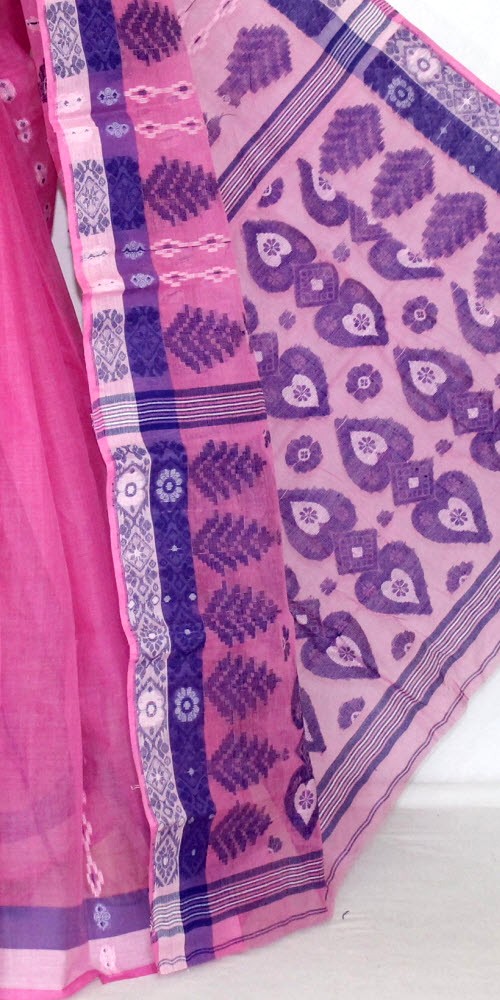 Pink Handloom Tant Cotton Saree