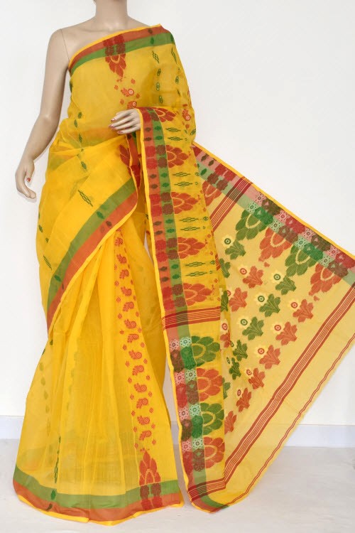 Golden Yellow Handloom Tant Cotton Saree