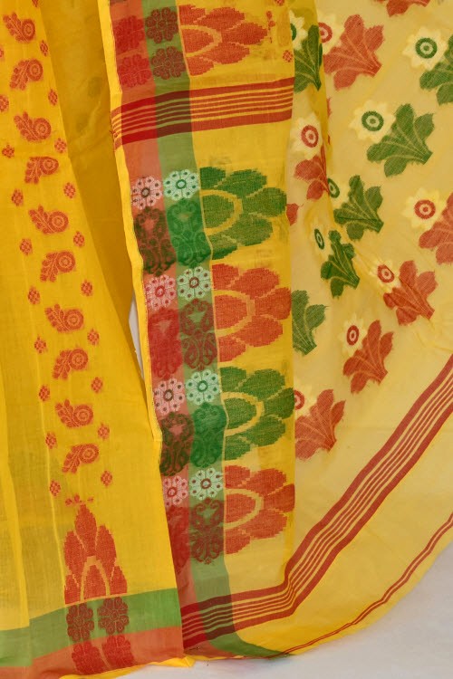 Golden Yellow Handloom Tant Cotton Saree