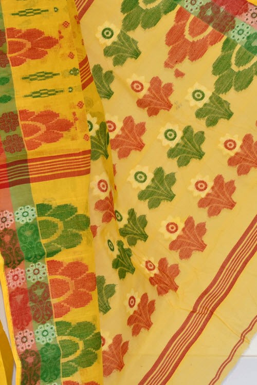 Golden Yellow Handloom Tant Cotton Saree