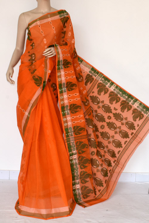 Orange Handloom Tant Cotton Saree
