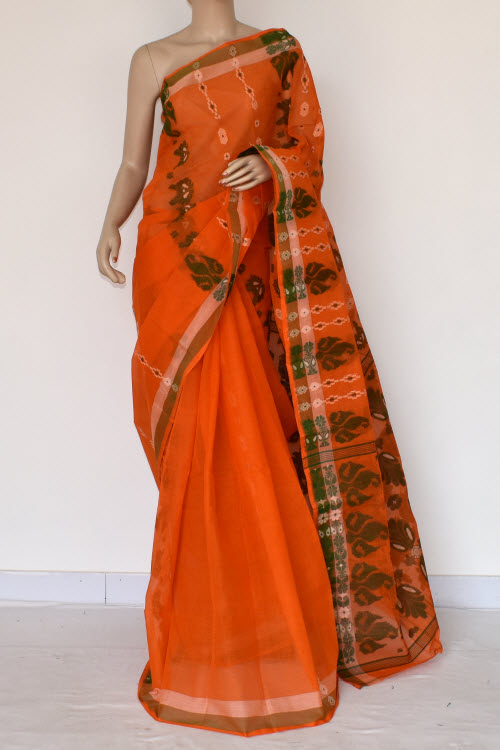 Orange Handloom Tant Cotton Saree