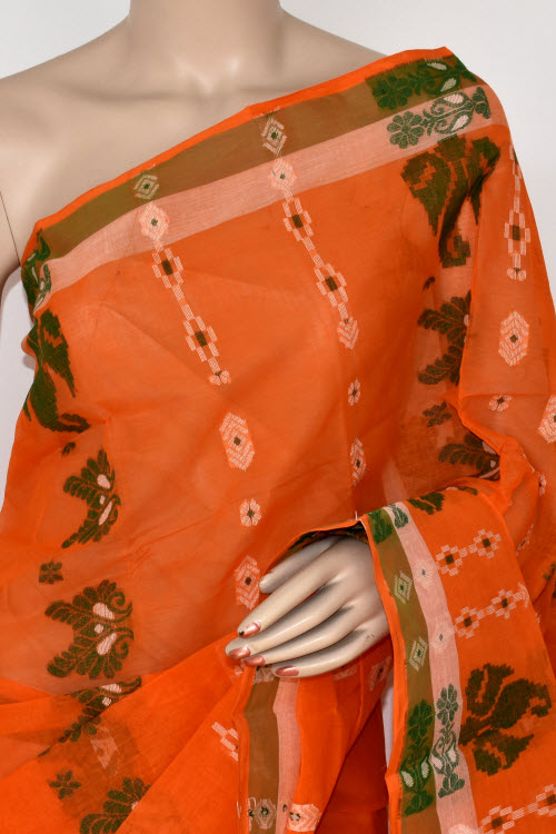 Orange Handloom Tant Cotton Saree