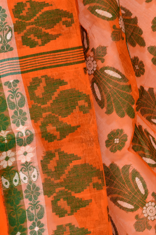 Orange Handloom Tant Cotton Saree