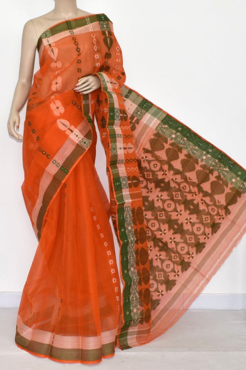 Orange Handloom Tant Cotton Saree