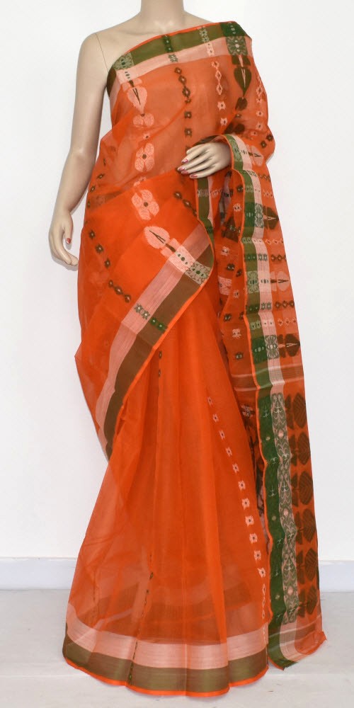 Orange Handloom Tant Cotton Saree