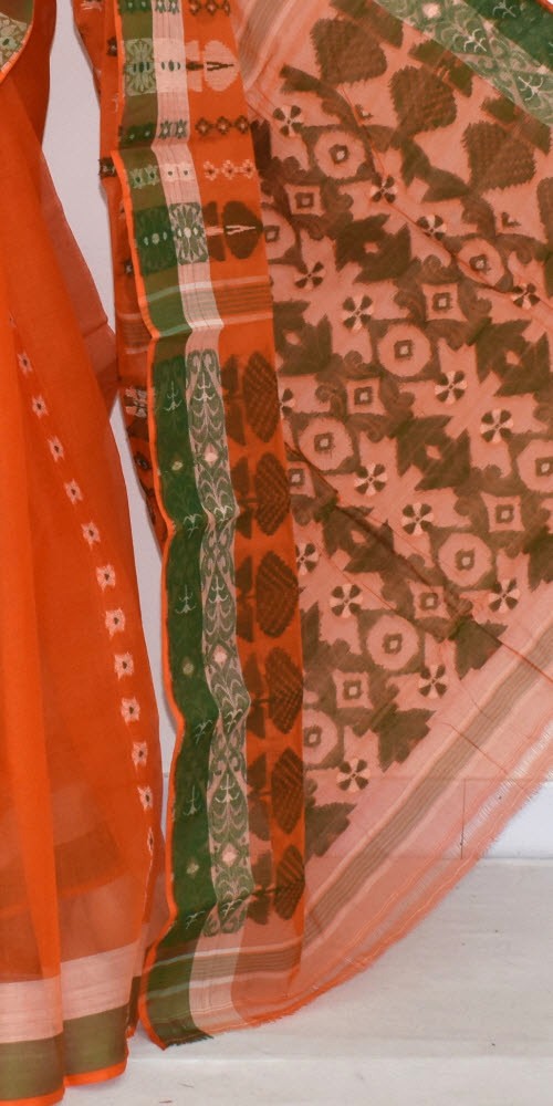 Orange Handloom Tant Cotton Saree