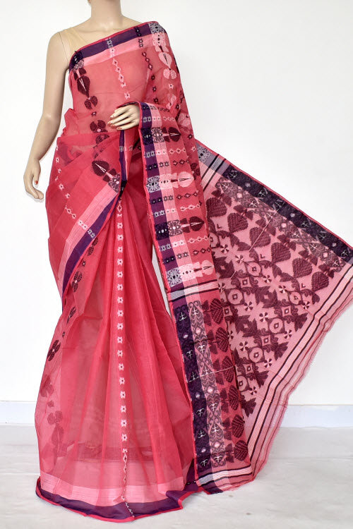 Peach Handloom Tant Cotton Saree