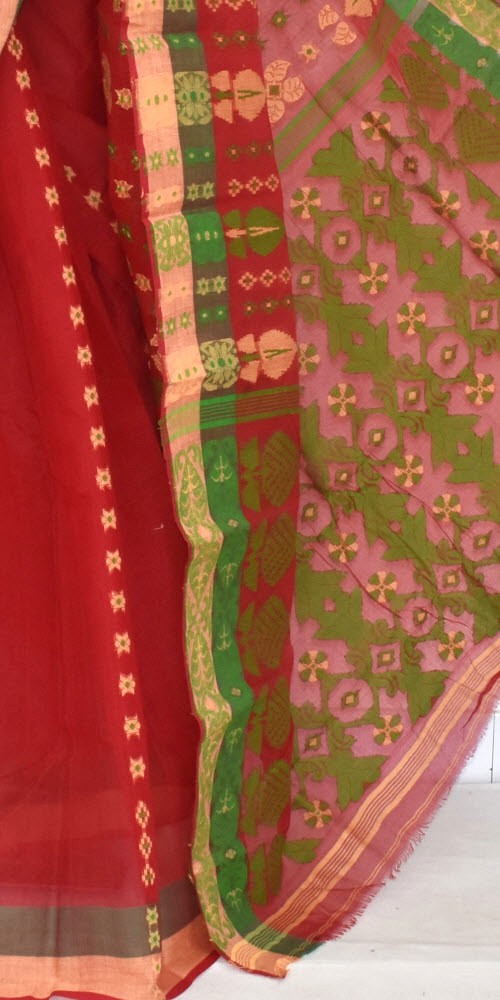 Red Handloom Tant Cotton Saree