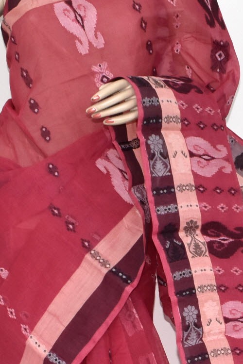 Peach Handloom Tant Cotton Saree