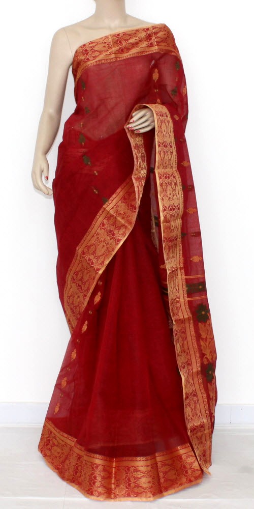Red Handloom Tant Cotton Saree 14092
