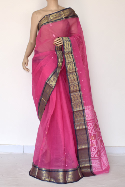 Pink Handloom Tant Cotton Saree 14104