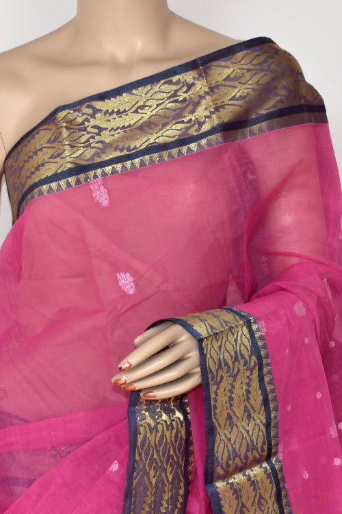 Pink Handloom Tant Cotton Saree 14104