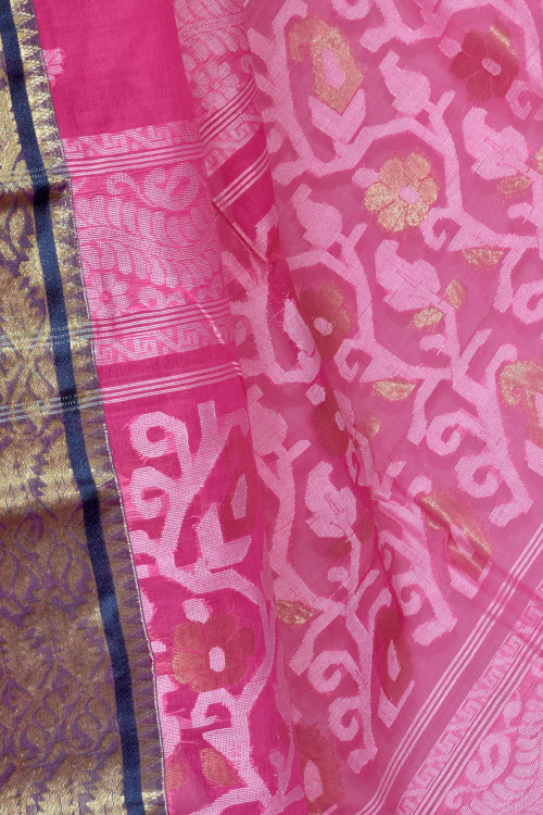 Pink Handloom Tant Cotton Saree 14104