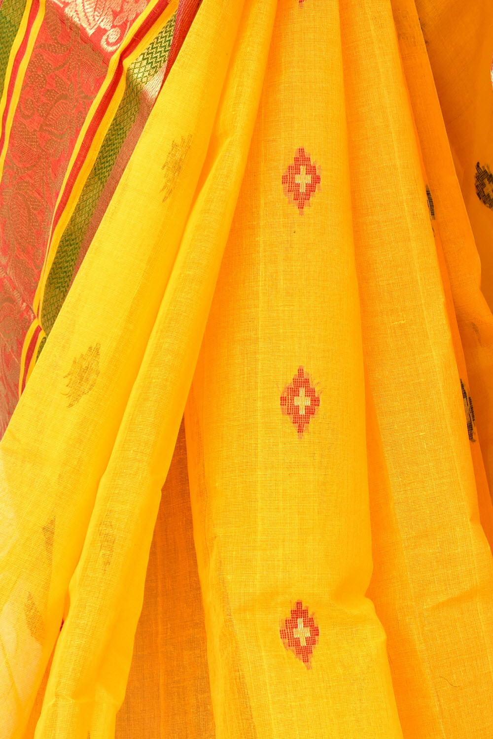 Golden Yellow Handloom Tant Cotton Saree 14112