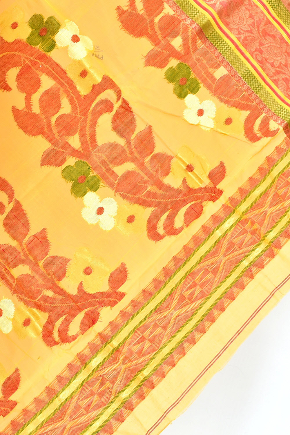 Golden Yellow Handloom Tant Cotton Saree 14112