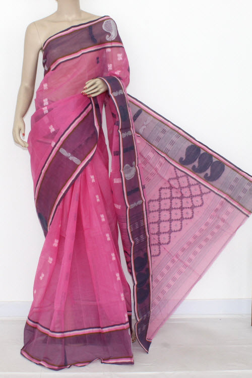 Pink Handloom Tant Cotton Saree