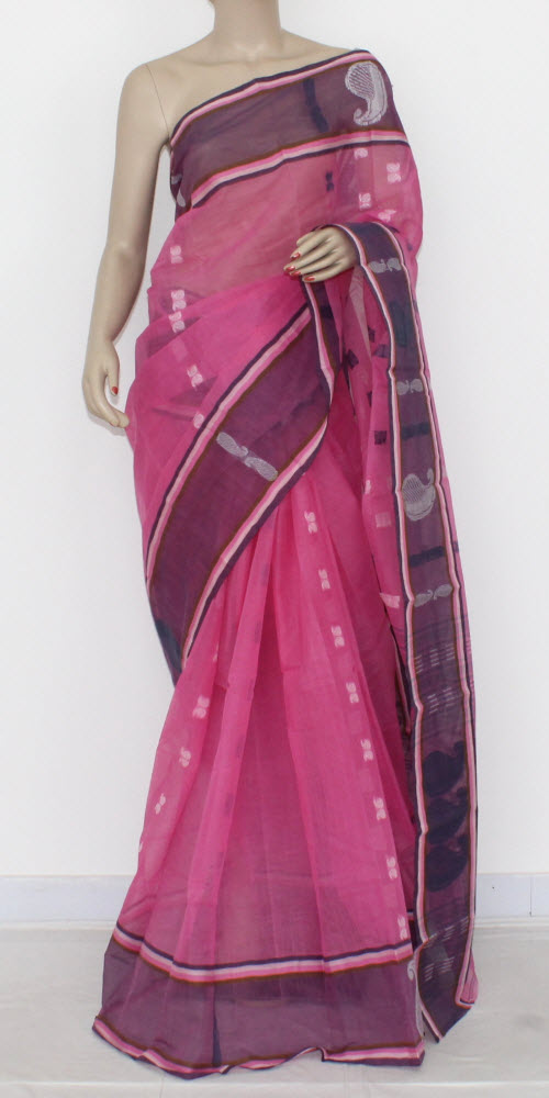 Pink Handloom Tant Cotton Saree