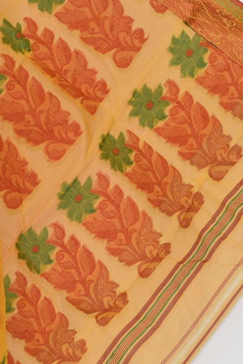 Turmeric Yellow Handloom Tant Cotton Saree 14148