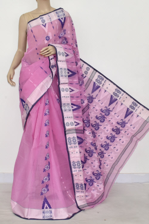 Pink Handloom Tant Cotton Saree 14153