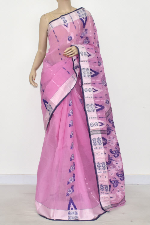 Pink Handloom Tant Cotton Saree 14153