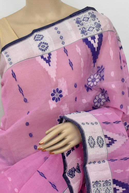 Pink Handloom Tant Cotton Saree 14153