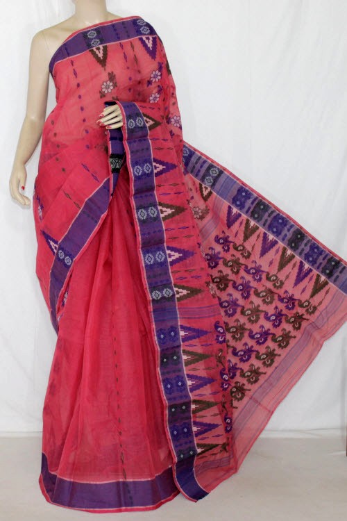 Peach Handloom Tant Cotton Saree