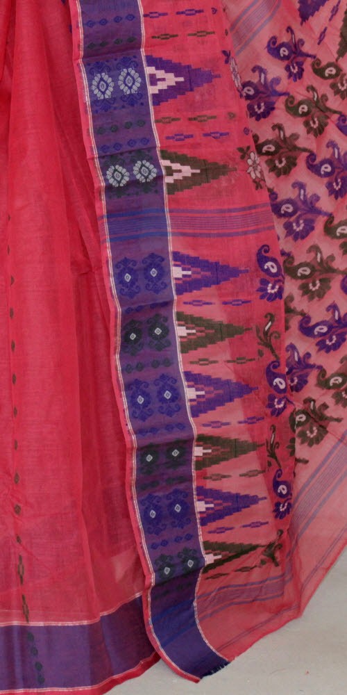 Peach Handloom Tant Cotton Saree