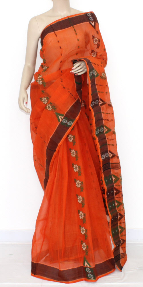 Orange Handloom Tant Cotton Saree