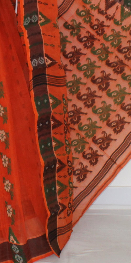Orange Handloom Tant Cotton Saree