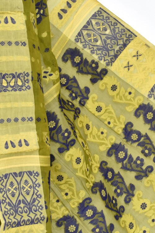 Mehndi Green Handloom Tant Cotton Saree 14162