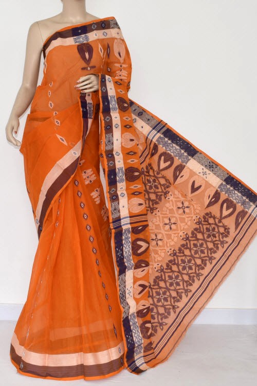 Orange Handloom Tant Cotton Saree
