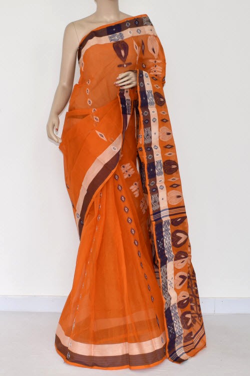Orange Handloom Tant Cotton Saree