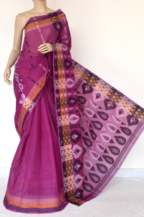 Magenta Handloom Tant Cotton Saree 14170