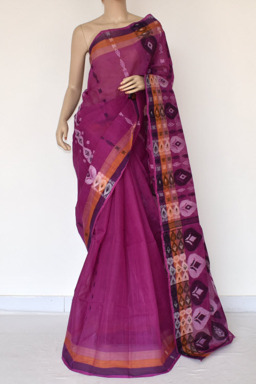 Magenta Handloom Tant Cotton Saree 14170