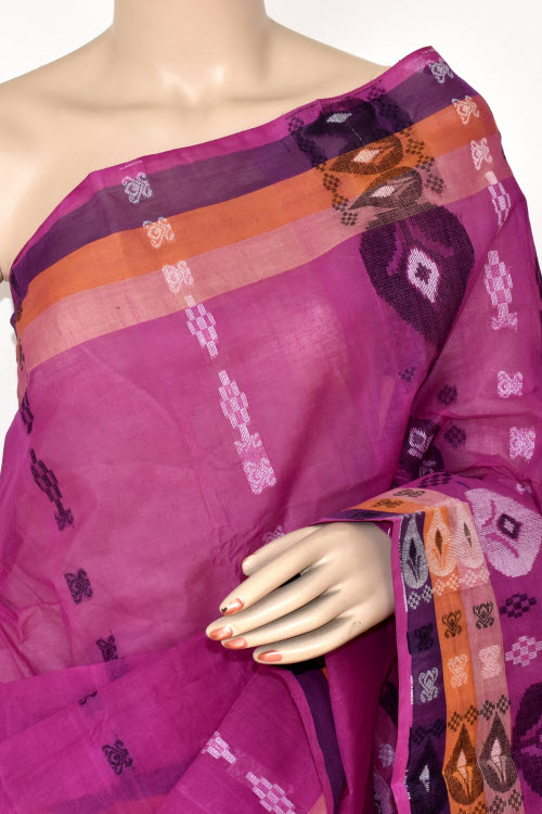 Magenta Handloom Tant Cotton Saree 14170
