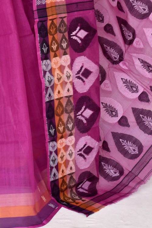 Magenta Handloom Tant Cotton Saree 14170