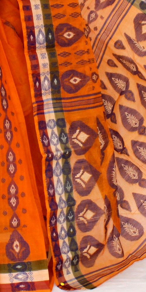 Orange Handloom Tant Cotton Saree 14173