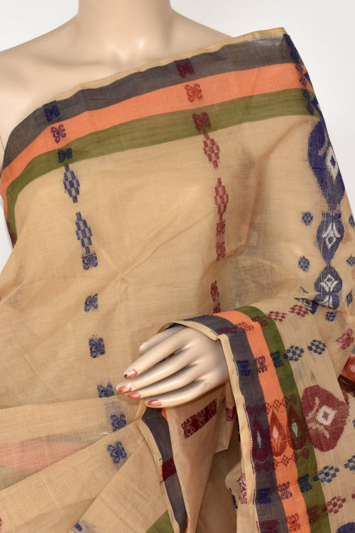 Fawn Handloom Tant Cotton Saree 14175