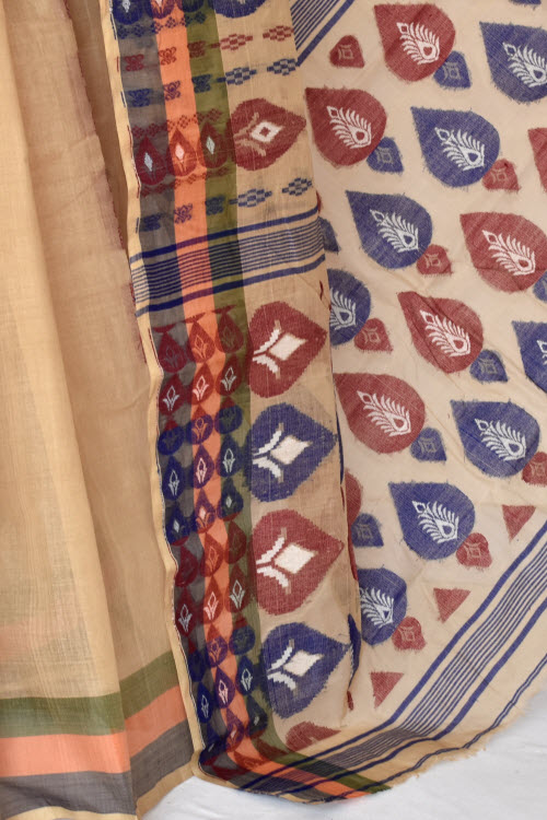 Fawn Handloom Tant Cotton Saree 14175