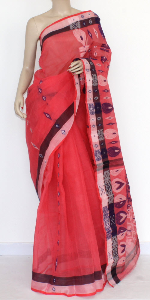 Peach Handloom Tant Cotton Saree