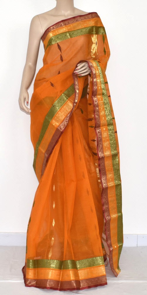 Orange Handloom Tant Cotton Saree 14190