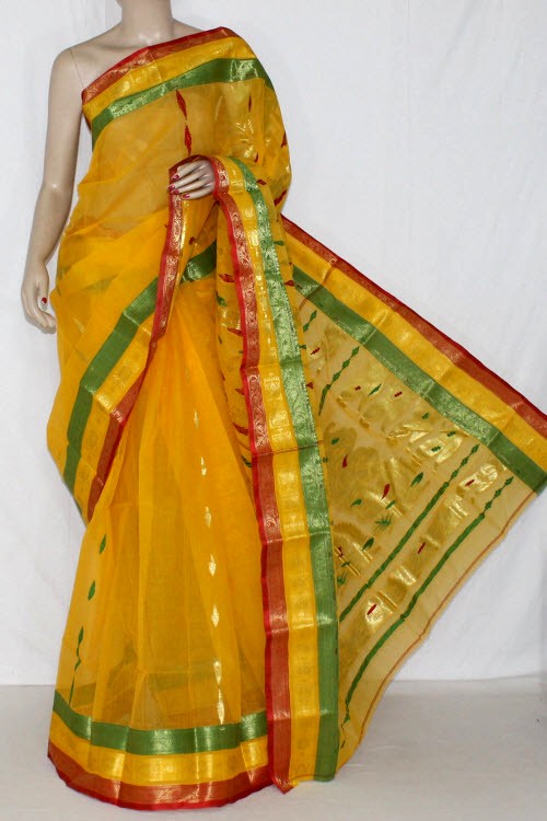 Yellow Handloom Tant Cotton Saree 14192